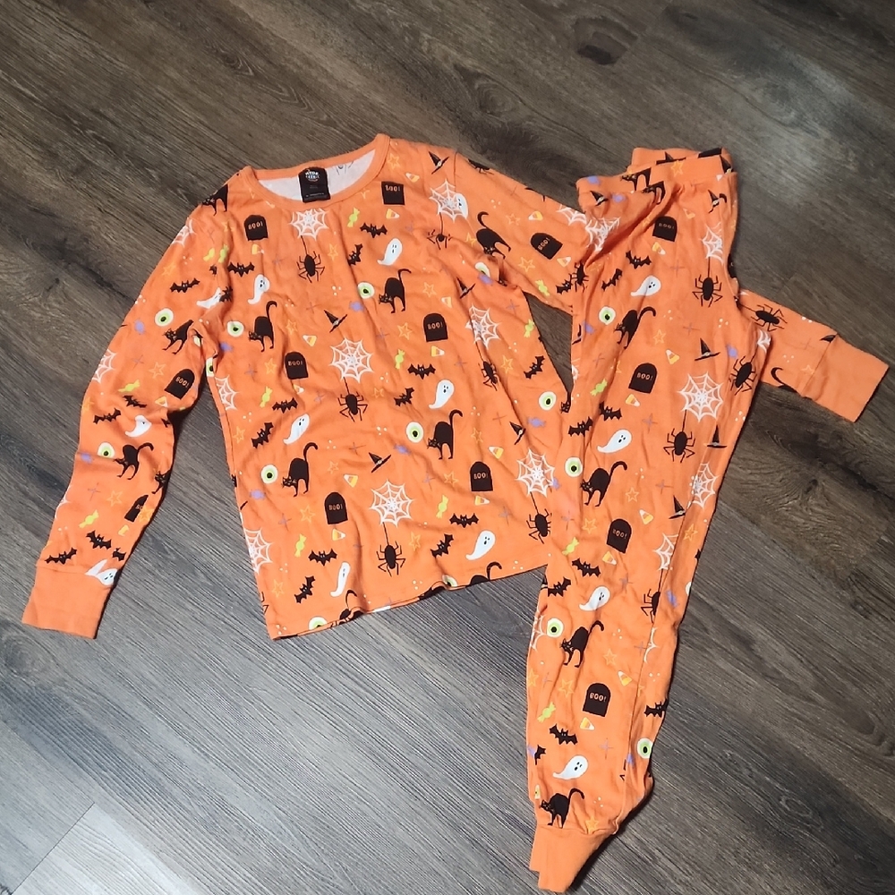 Orange Halloween Themed Pajama Set